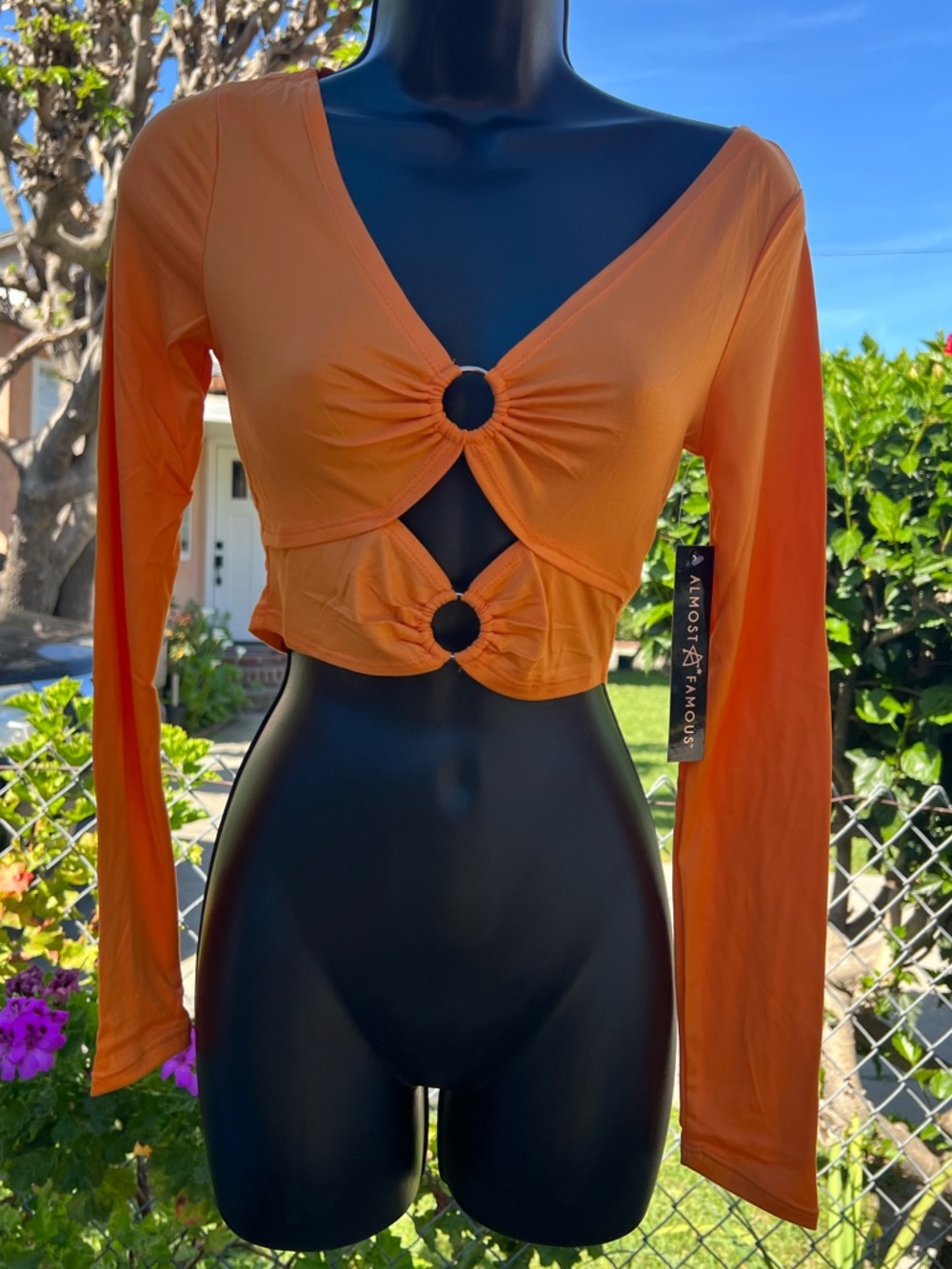 Almost Famous Orange Long Sleeve Crop Top